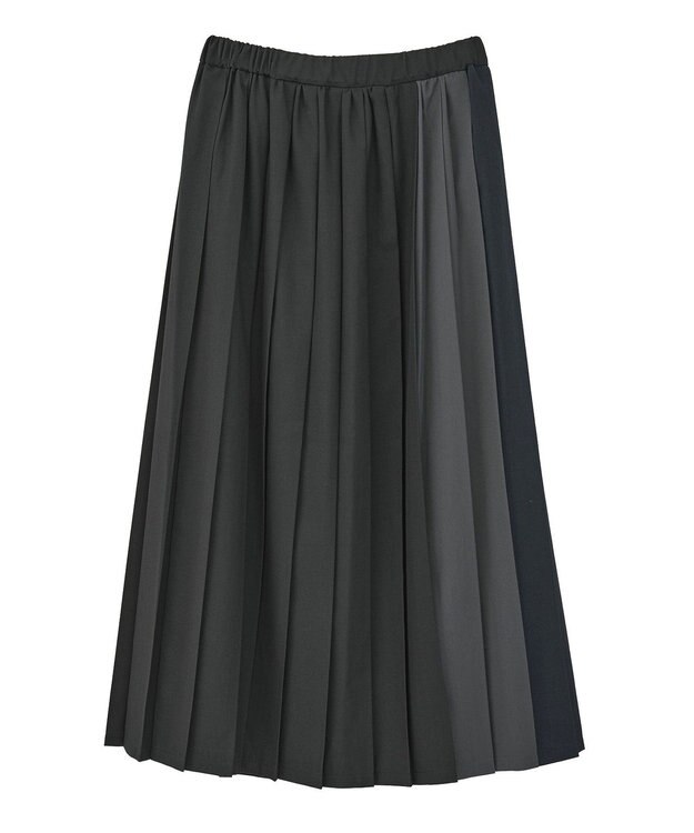 AMERICAN HOLIC 【選べる丈】ブロッキングプリーツスカート Black