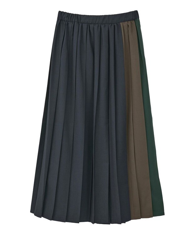 AMERICAN HOLIC 【選べる丈】ブロッキングプリーツスカート Navy