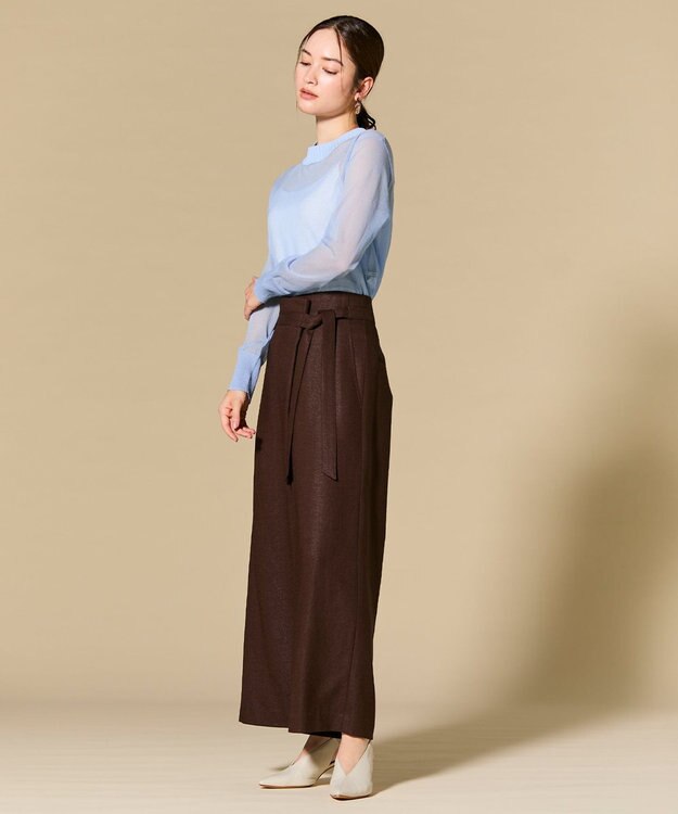 BEIGE， CAROLE / リネンライクラップワイドパンツ Bordeaux