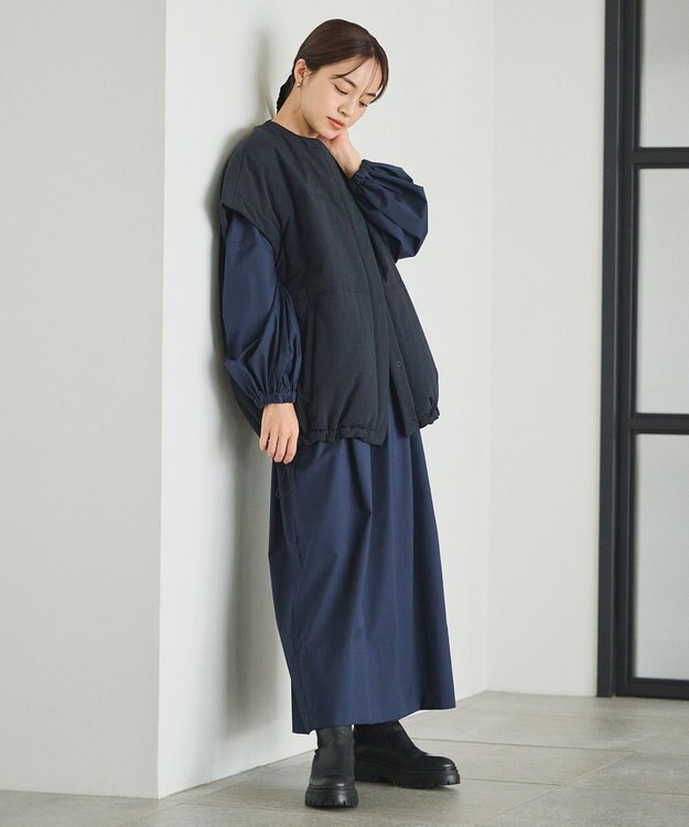 #Newans 【撥水/洗える】ビックスクエア中綿ベスト ブラック