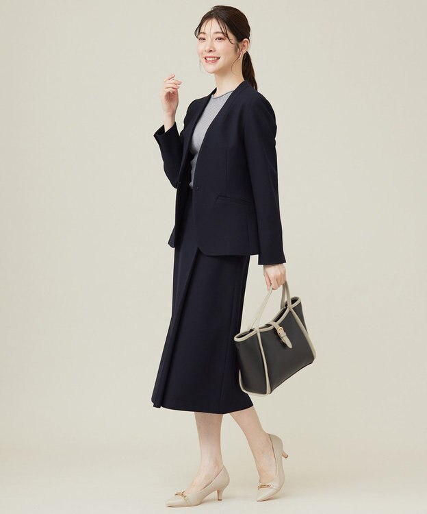 ANY SIS 【保温効果/ストレッチ】シリーズ累計13万枚突破！ビューティサーモ ノーカラージャケット ネイビー