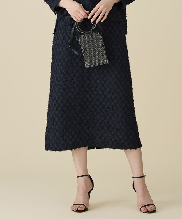 自由区 L 【セットアップ対応】ワッシャーカットジャカード スカート ミッドナイト