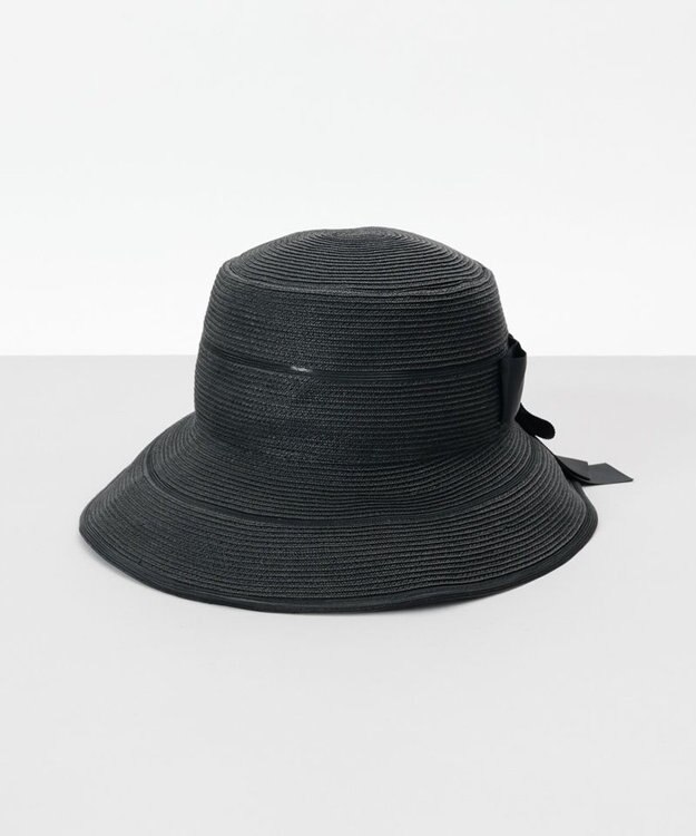 AURORA 【 Beaurance （ビューランス）】ペーパーブレードｘホースヘアリボン付カサブランカハット ブラック