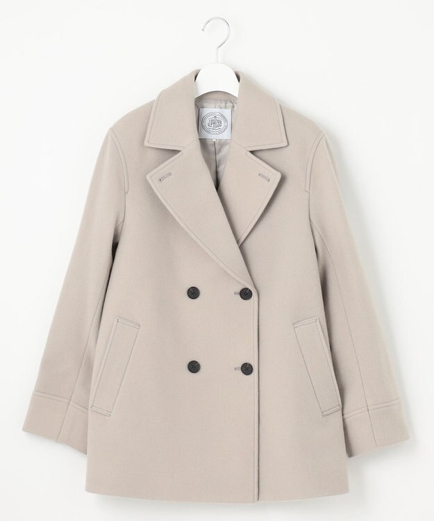 J.PRESS LADIES L Jackal 140sソフトメルトン Pコート ベージュ系