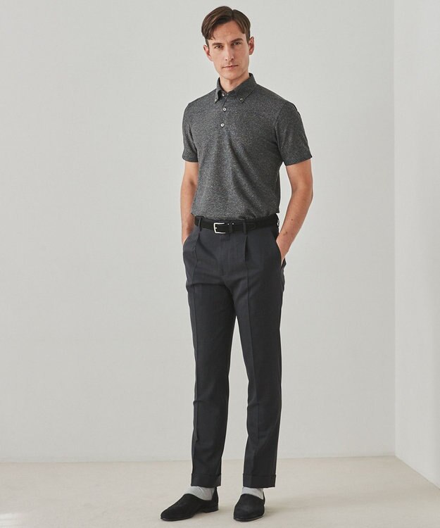 GOTAIRIKU ロングセラー【洗える/折り目加工/シワになりにくい/ウエストアジャスター】ウォッシャブル サマーウール100％パンツ_定番色(1タック)25年モデル グレー系