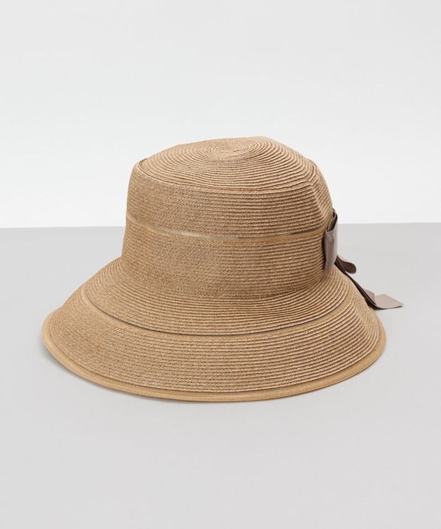 AURORA 【 Beaurance （ビューランス）】ペーパーブレードｘホースヘアリボン付カサブランカハット キャメル