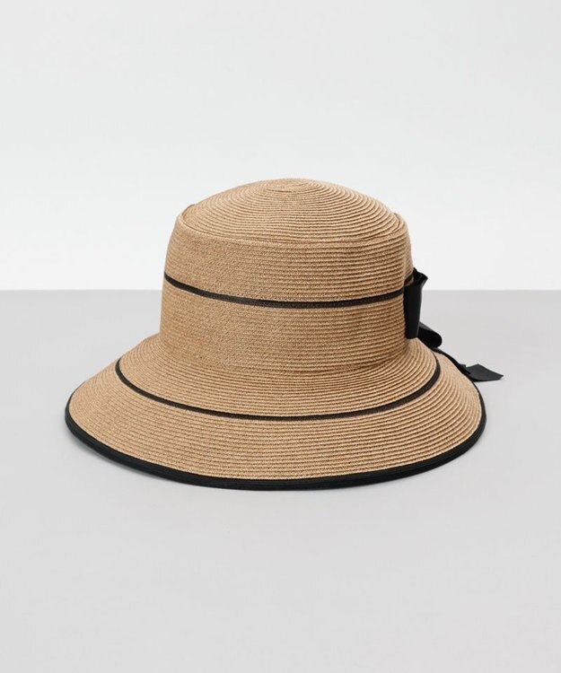 AURORA 【 Beaurance （ビューランス）】ペーパーブレードｘホースヘアリボン付カサブランカハット ベージュ