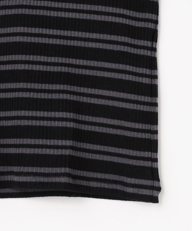 J.PRESS LADIES カシミヤシルク シアーリブ ボーダー タートル カットソー ブラックベース系