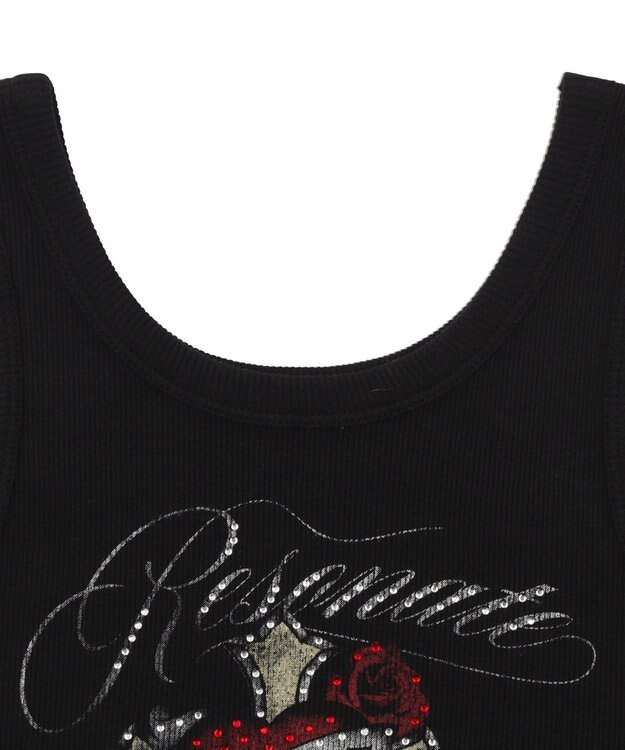 WEGO ラインストーンハートグラフィックタンク ブラック