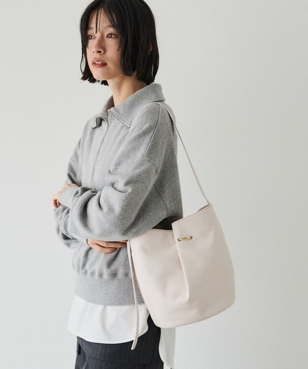 russet ツイードスカーフ付きレザー2WAYショルダーバッグ(CE-1632) OffWhite