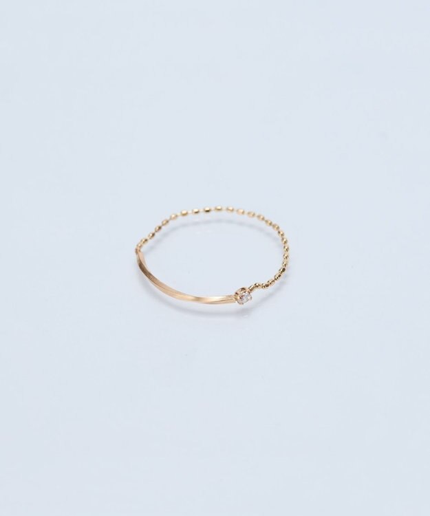 Phoebe 【K10】プレートビジューチェーンリング　ゴールド　3号/11号/13号 ゴールド