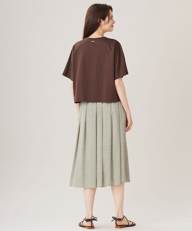 自由区 【洗える】ハイカウントクロップド丈 カットソー [新色]ブラウン