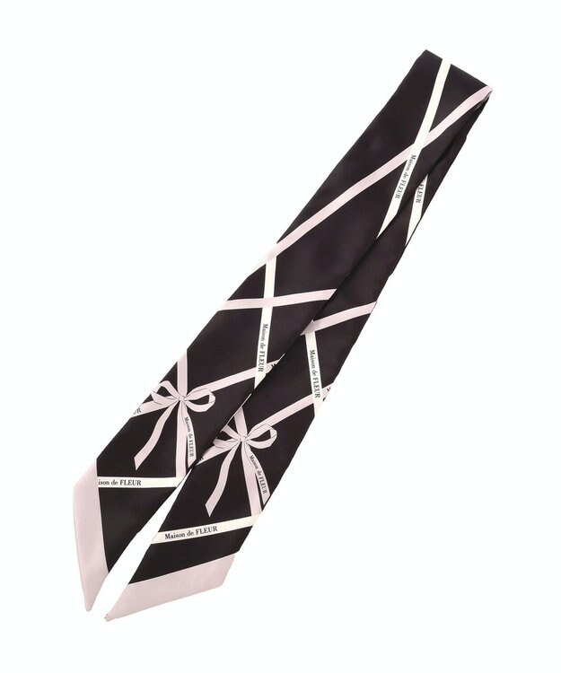 Maison de FLEUR リボンモチーフ柄スカーフ Black