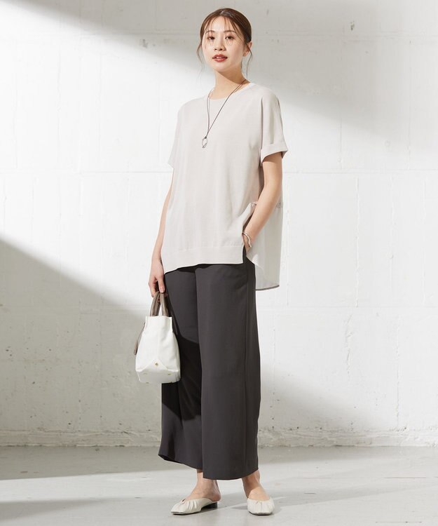 J.PRESS LADIES S 【WEB限定カラーあり・洗える】Lightジョーゼット ワイド パンツ グレー系