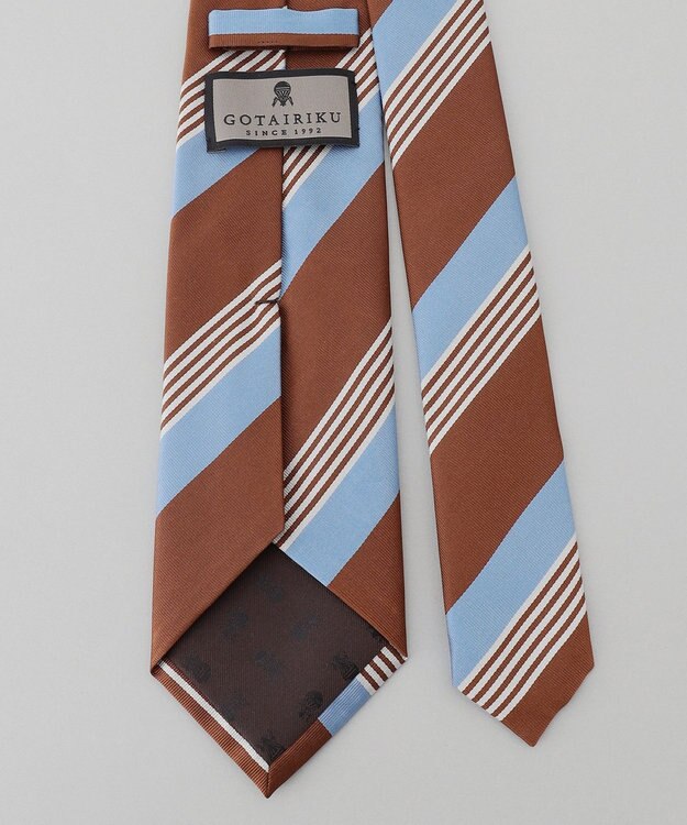 GOTAIRIKU 【日本製】シルク ネクタイ_ストライプ ブラウン系1