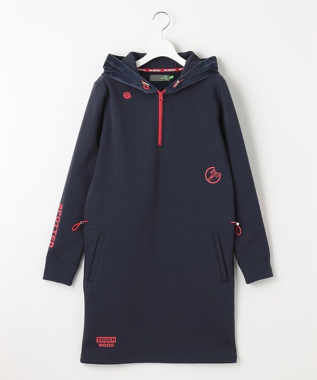 PW CIRCULUS 【WOMEN】ハーフジップ フーディ ワンピース ネイビー系