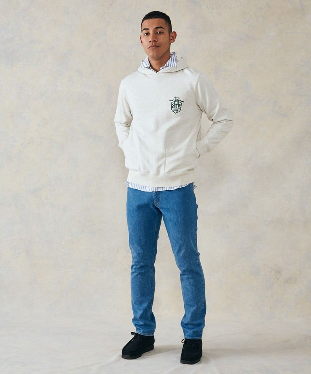 J.PRESS MEN インレージャージ クレスト刺繍パーカー ライトグレー系