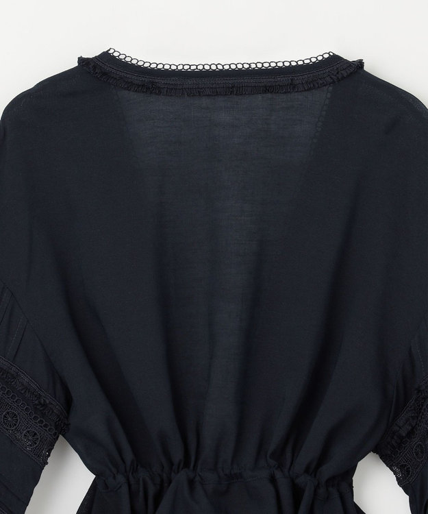 GRACE CONTINENTAL レースパッチブラウス ネイビー