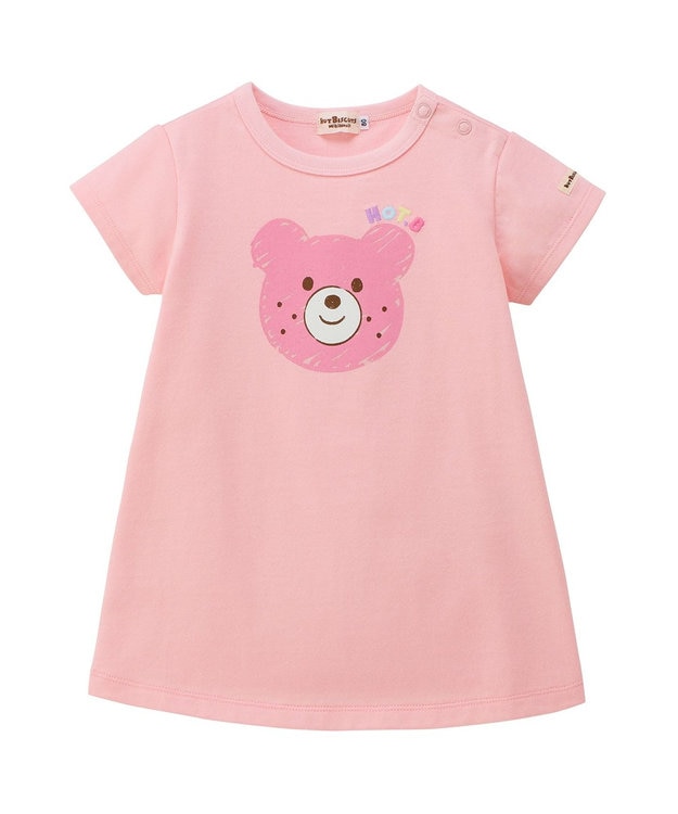 MIKI HOUSE HOT BISCUITS 【80-120cm】カラフルビーンズ フェイスプリント 半袖ワンピース ピンク