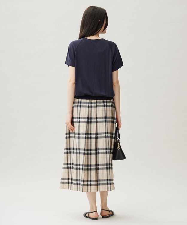 自由区 L 【カタログ掲載・洗える】シアーブライトチェック スカート ベージュ