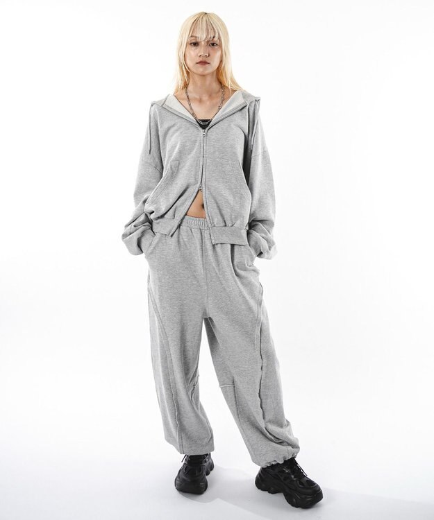 WEGO 【ユニセックス着用ITEM】バルーンBIGダブルZIPパーカー 杢グレー