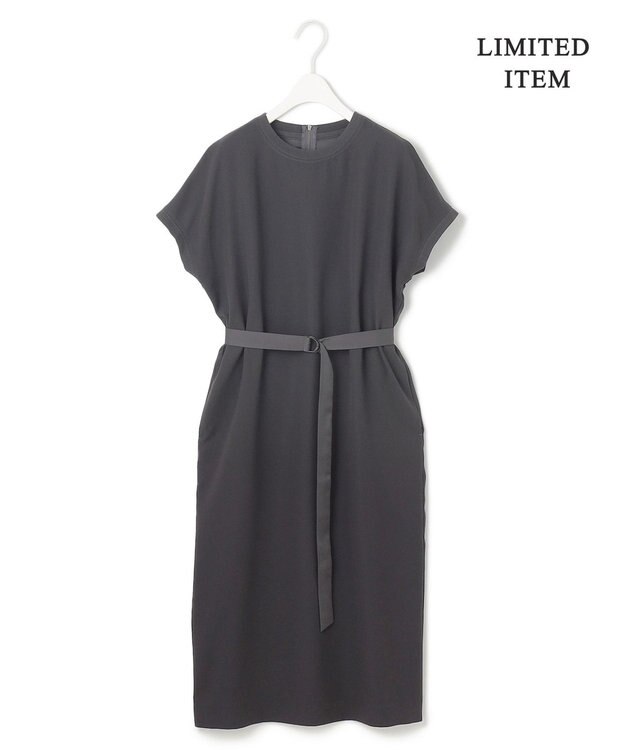 ICB L 【WEB限定・接触冷感・UVケア・速乾・防シワ・洗える】 FluidBackSatin  ワンピース チャコール系［WEB限定］