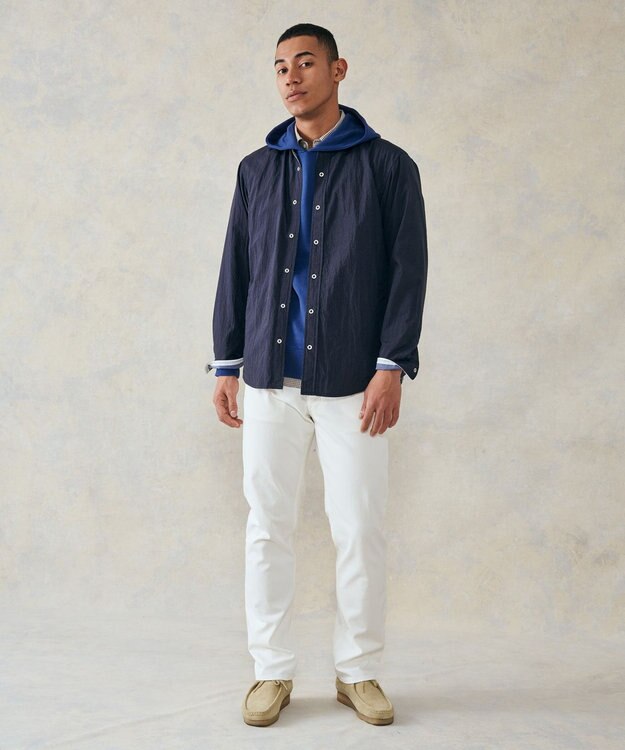 J.PRESS MEN インレージャージ クレスト刺繍パーカー ブルー系