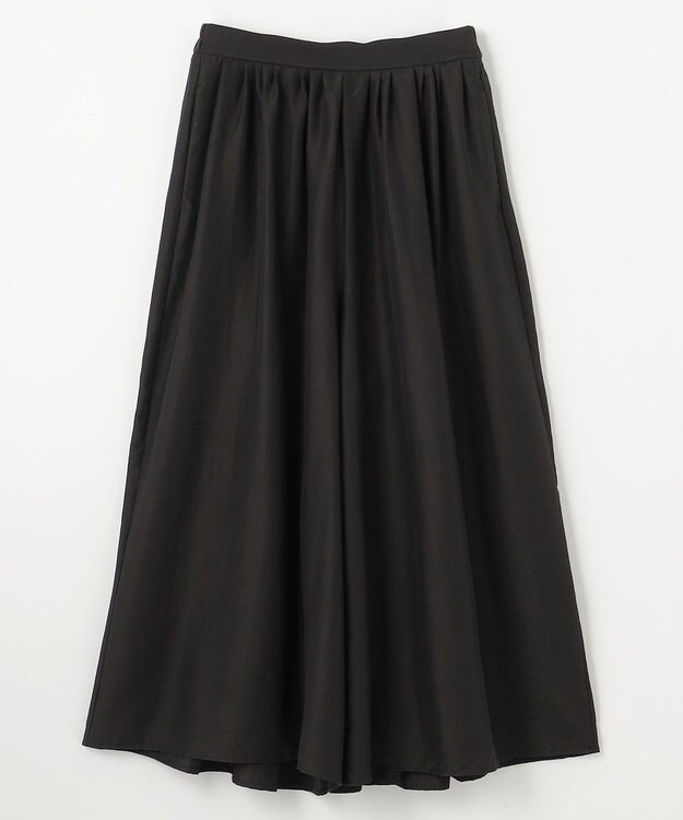 ANY L 【洗濯機可/ウエストゴム/UVケア】スパンボイル撥水スカートパンツ ブラック