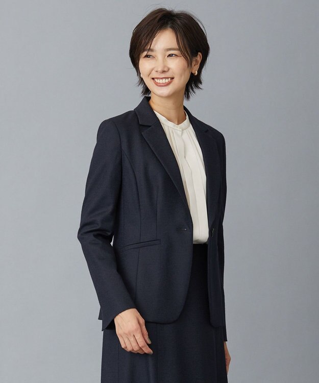 J.PRESS LADIES アクアレジェンドウールジャージー テーラード ジャケット ネイビー系