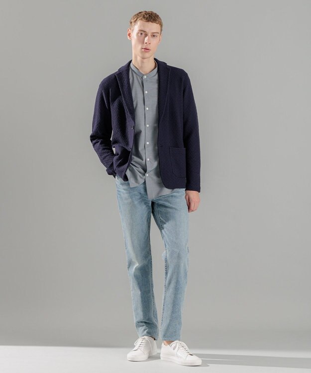 JOSEPH HOMME 新型【洗える】ヴィスコースリンクス 　ニットジャケット ネイビー系