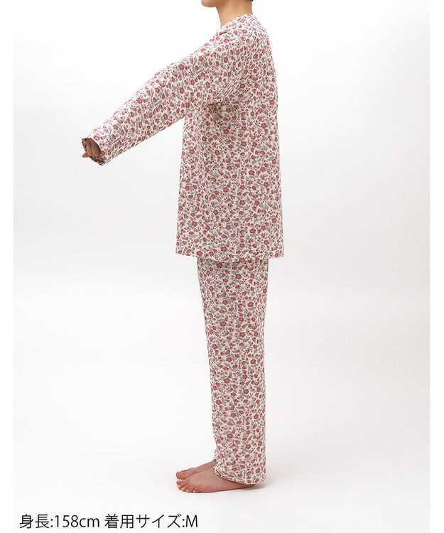 Wing パジャマ 綿100%(本体肌側) あったか 冬 長袖 長ズボン レディース EP6022 ウイング／ワコール レッド