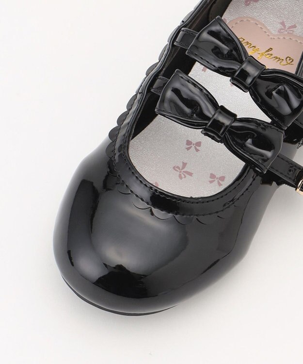 ANY KIDS ダブルストラップフラットシューズ エナメル