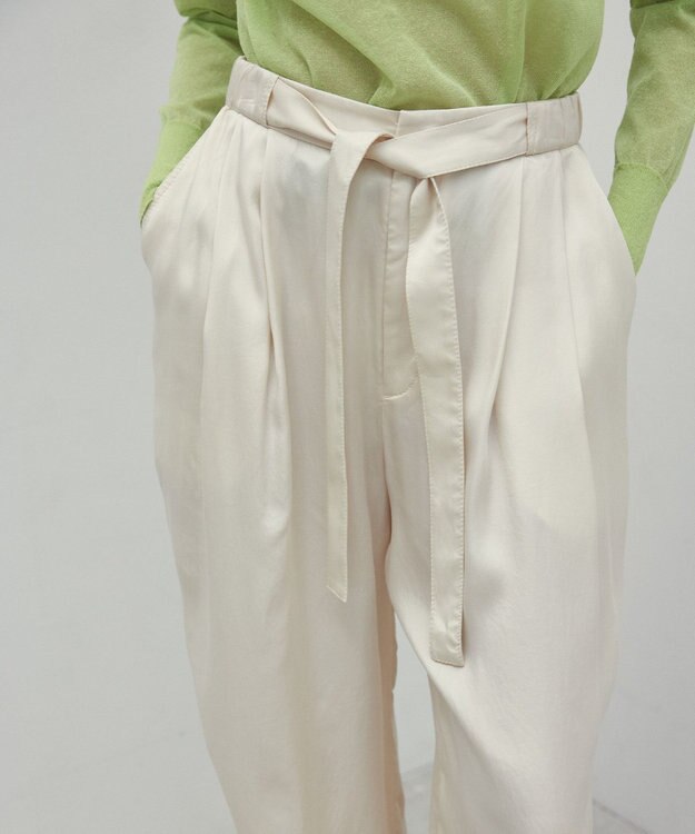 BEIGE， 【洗える・VERY 6月号掲載】PAWPAW / ウエストリボンタックワイドパンツ Meringue