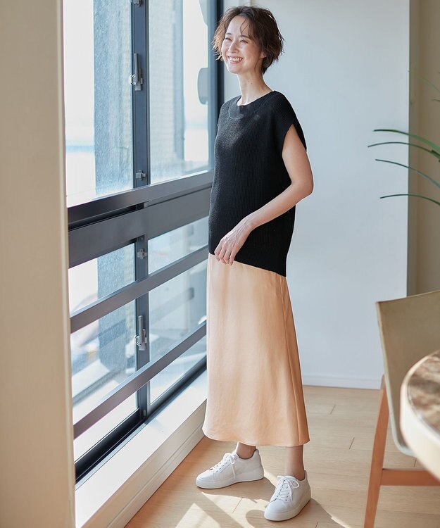 自由区 【XSサイズ～/洗える】チンツサテンタンブラー ナロースカート ピンク系