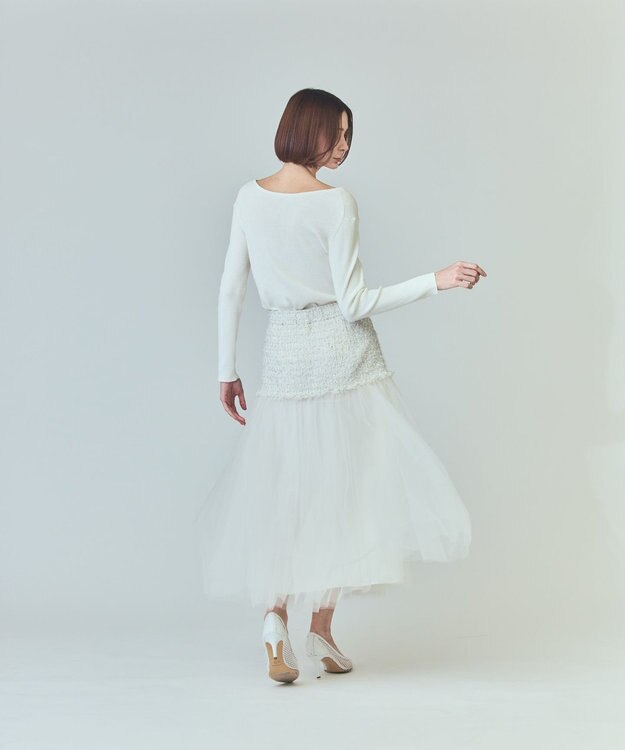 GRACE CONTINENTAL ロゴ刺繍リブトップ ホワイト