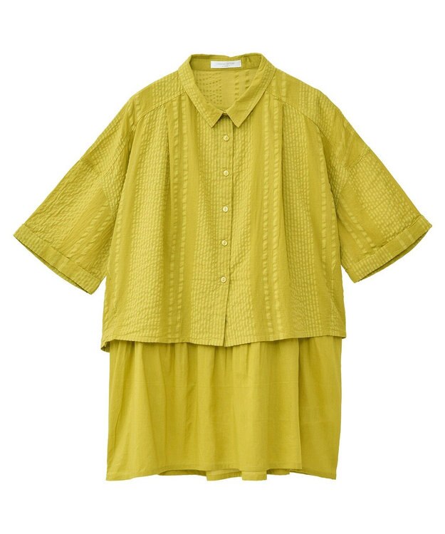 Green Parks Ｉ　ＳＥＴ２点　ギャザーシャツ＋布帛インナー Pistachio