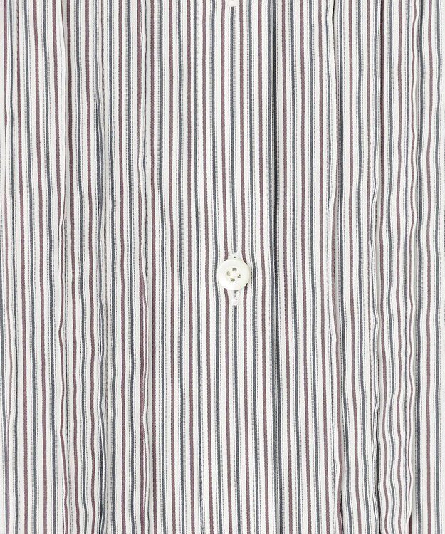 J.PRESS LADIES 【洗える】BEZ C/Ny ドビーストライプ フリルネック ブラウス ネイビー系1