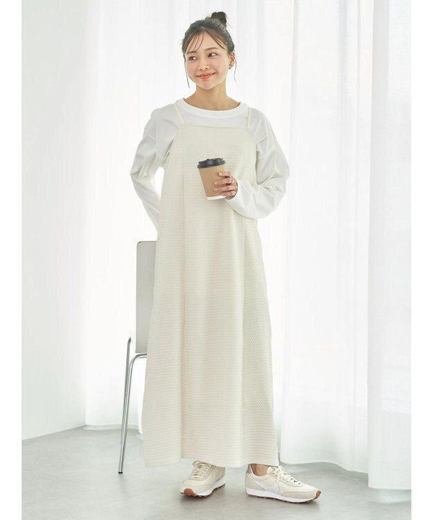 earth music&ecology なみなみ柄キャミワンピース Ivory