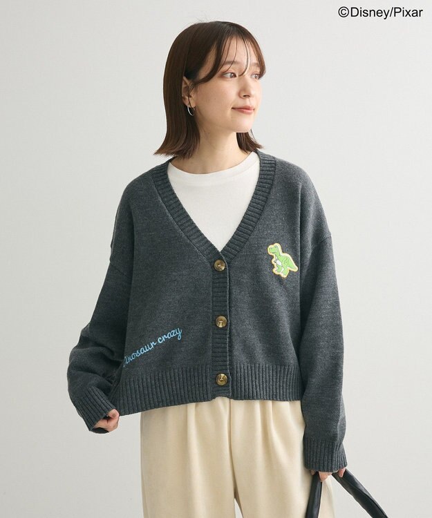 Green Parks トイストーリー／ワッペンショート丈カーディガン Gray Mixture