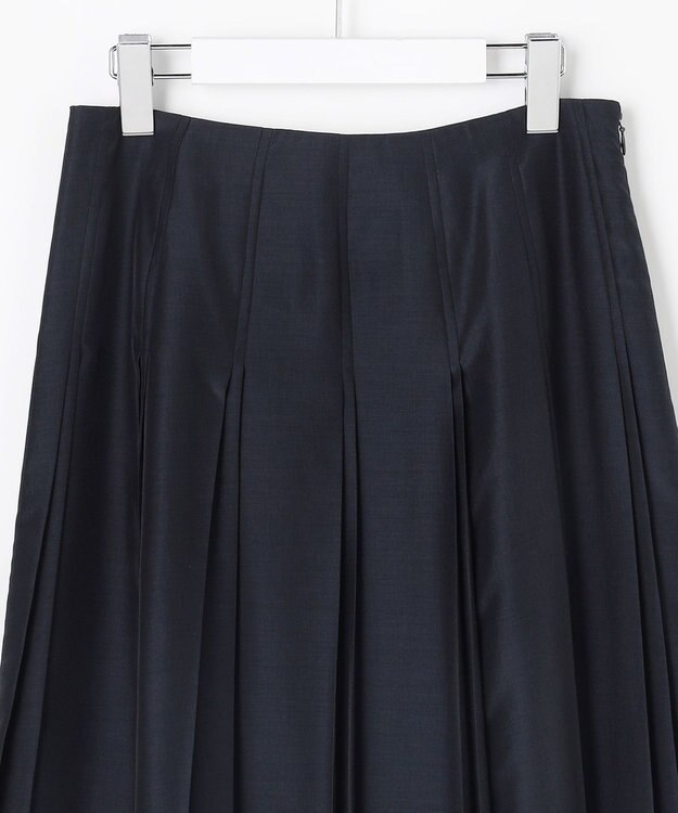 J.PRESS LADIES L エアリースパンボイル プリーツ スカート ネイビー系