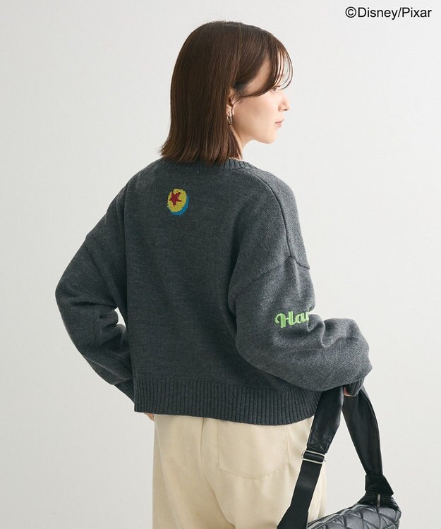 Green Parks トイストーリー／ワッペンショート丈カーディガン Gray Mixture