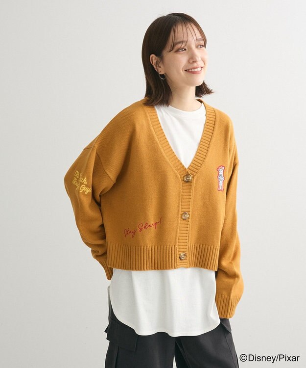 Green Parks トイストーリー／ワッペンショート丈カーディガン Brown