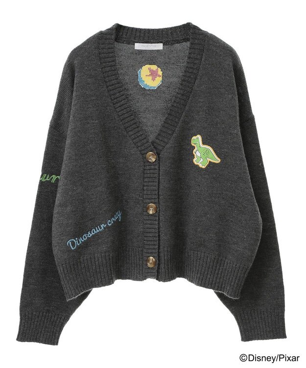Green Parks トイストーリー／ワッペンショート丈カーディガン Gray Mixture