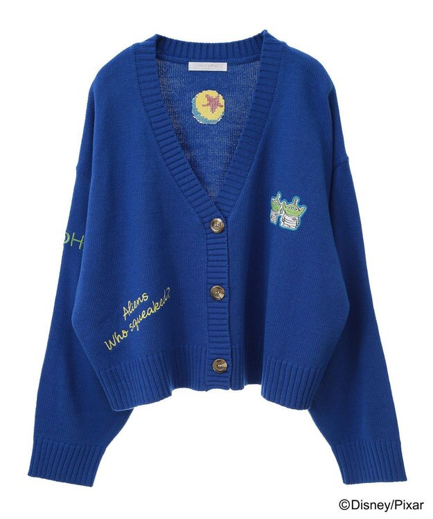 Green Parks トイストーリー／ワッペンショート丈カーディガン Blue
