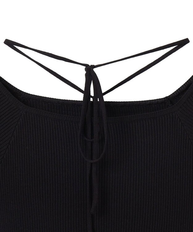 WEGO チョーカーリボン付きオフショルニット ブラック