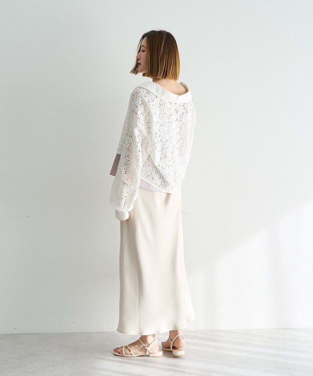 YECCA VECCA サテンフレアスカート Ivory