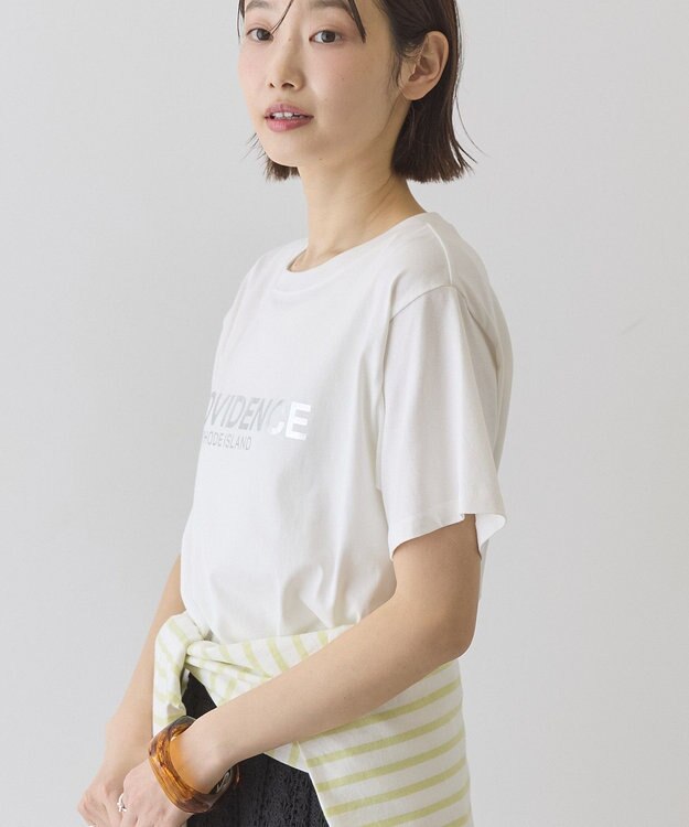 AMERICAN HOLIC SILVERプリント半袖Tシャツ Off White