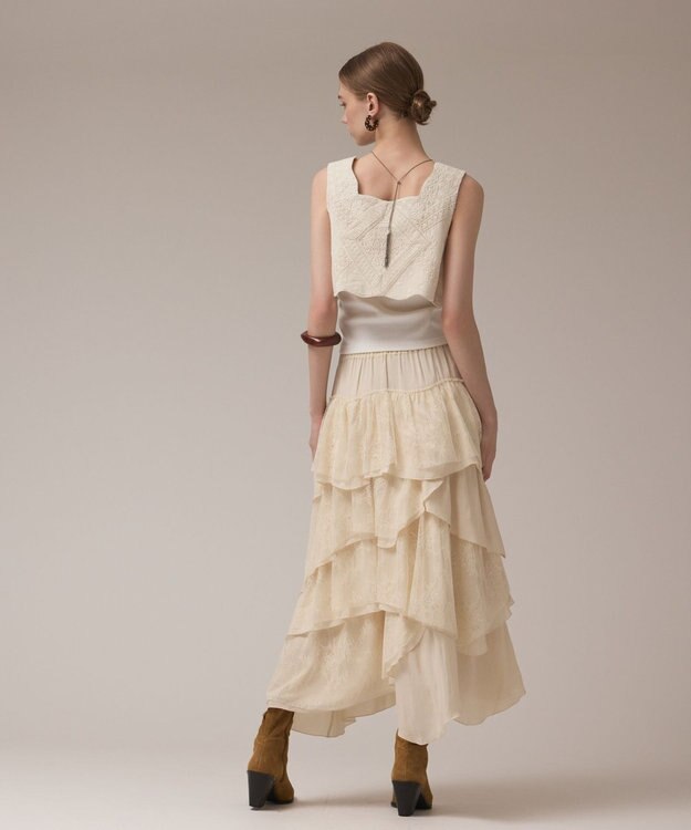 GRACE CONTINENTAL レースコンビティアードスカート キナリ