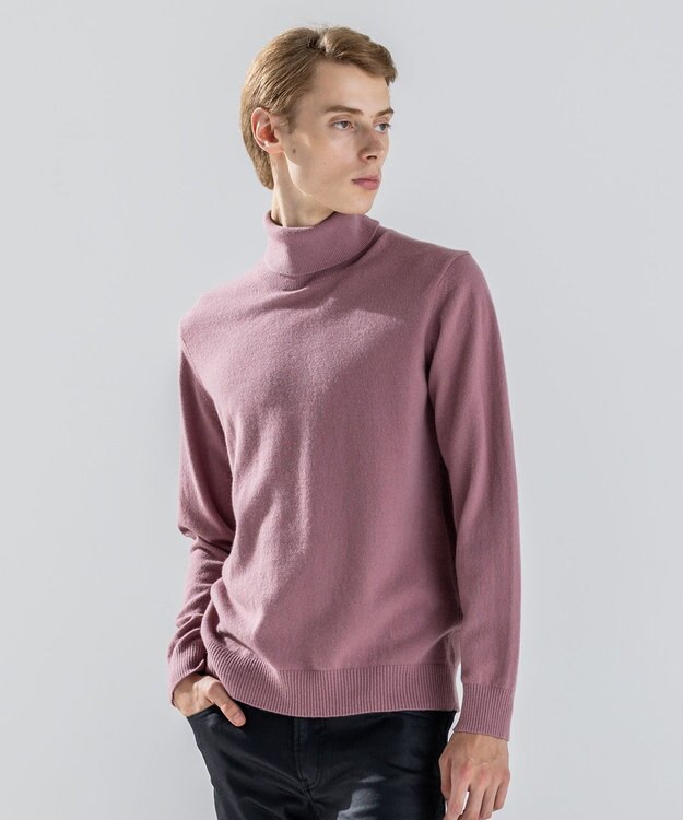 JOSEPH HOMME ピュアカシミヤ　タートルネックニット ピンク系