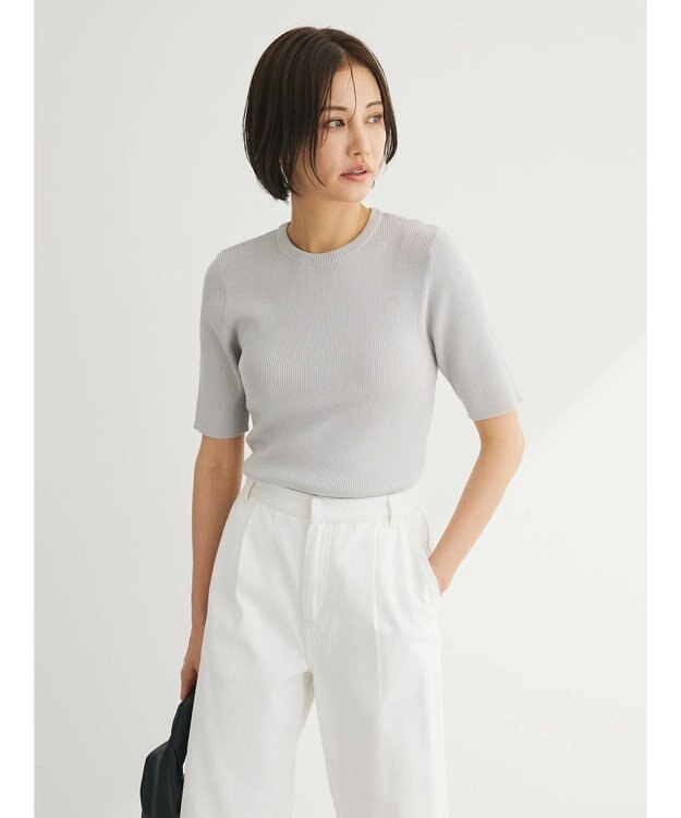 Green Parks 洗える　コンパクトニットプルオーバー Light Gray